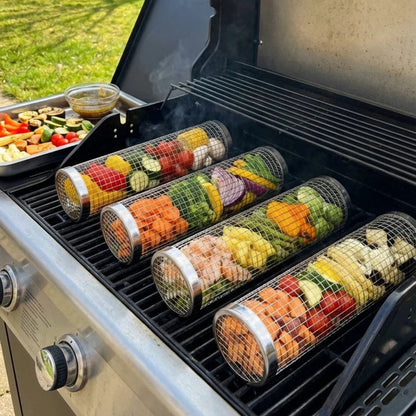 Panier de Grillade Roulant en Inox — BBQ sans papillote