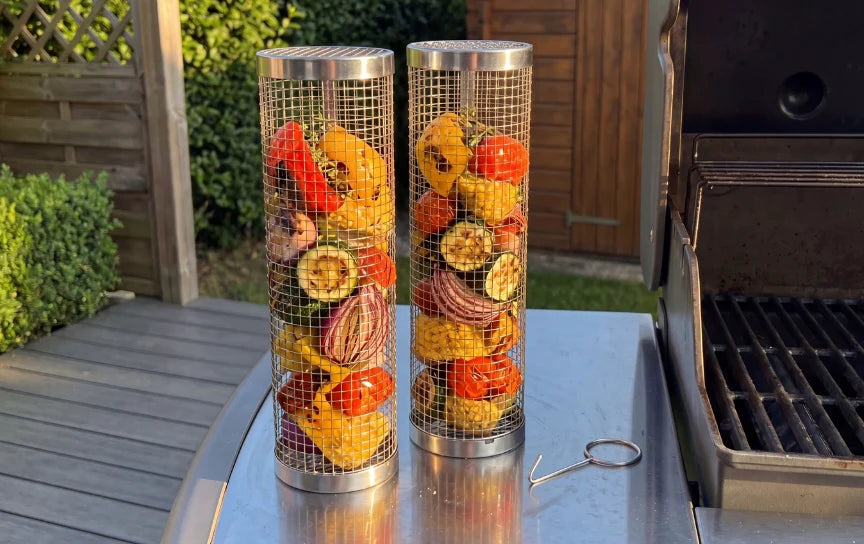 Panier de Grillade Roulant en Inox — BBQ sans papillote