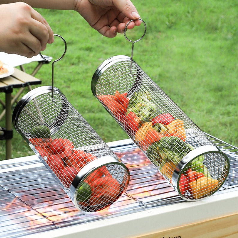 Panier de Grillade Roulant en Inox — BBQ sans papillote